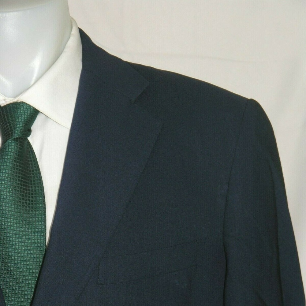 Martin Greenfield Heritage Bespoke Solid Blue Two Button Blazer 42R